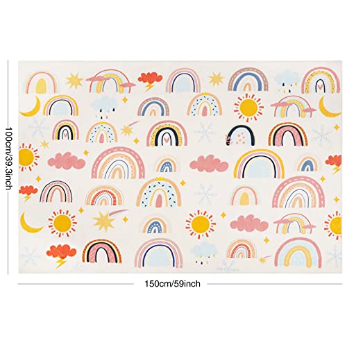 LTKOUGFAM Soft Kids Area Rug, Large Washable Space Mat, Non-Slip Cute Rainbow Weather Baby Crawling Floor Mat for Living Room Playroom Classroom Bathroom (59" x 39" S) - Image 2