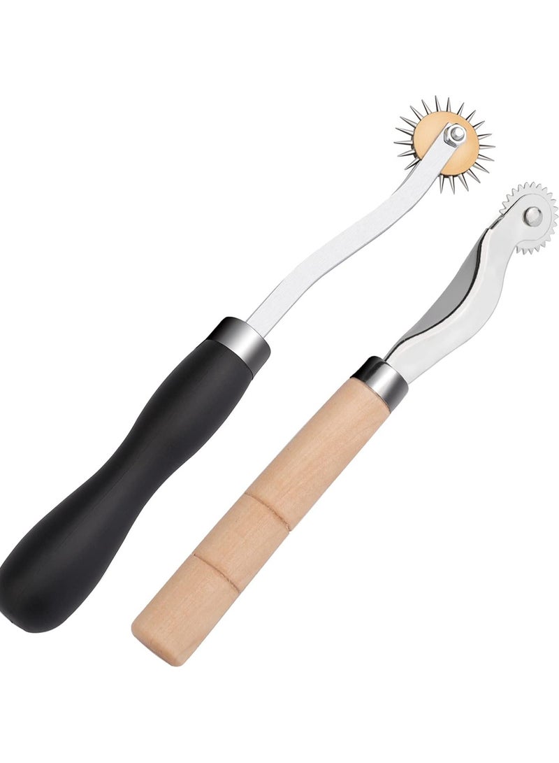 Bukela 2 PCS Tracing Wheel - Professional Stitch Marking Spacer, 4mm and 2mm Leather Needle Point Tracing Wheel with Wooden Handle for Arts and Leather Crafts - Image 1