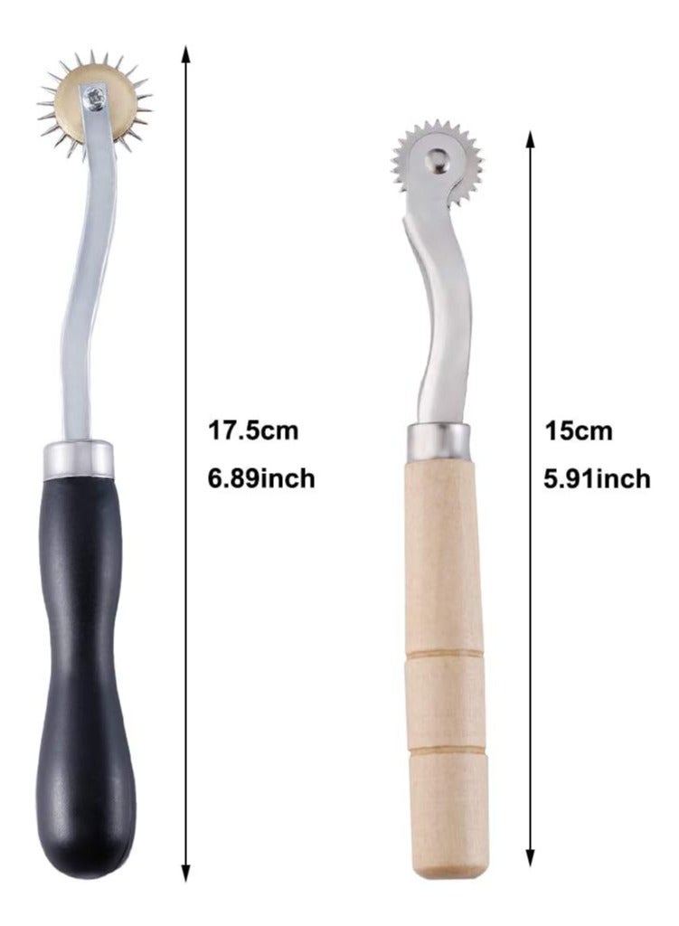Bukela 2 PCS Tracing Wheel - Professional Stitch Marking Spacer, 4mm and 2mm Leather Needle Point Tracing Wheel with Wooden Handle for Arts and Leather Crafts - Image 2