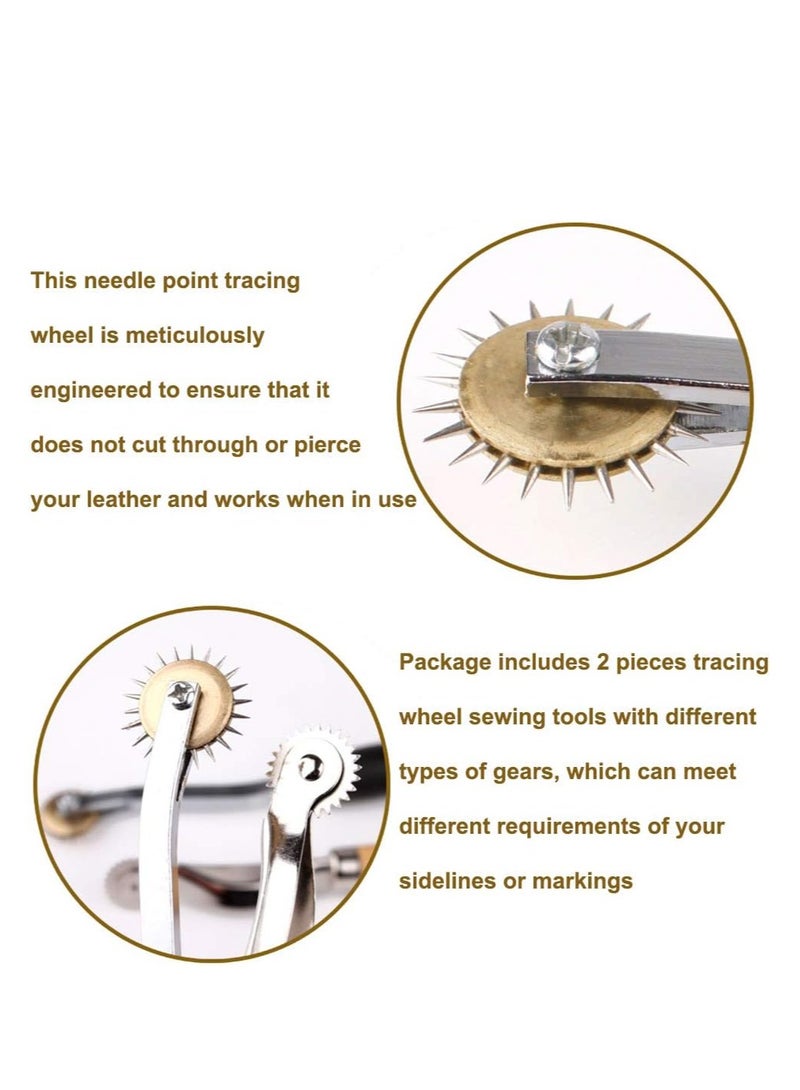 Bukela 2 PCS Tracing Wheel - Professional Stitch Marking Spacer, 4mm and 2mm Leather Needle Point Tracing Wheel with Wooden Handle for Arts and Leather Crafts - Image 3