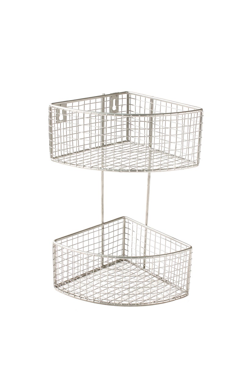 Spectrum Spectrum Diversified 2Tier Corner Basket Satin Nickel 