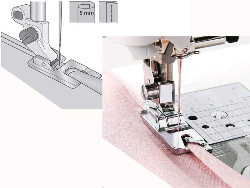 Windman Hemming Foot Kit 6Pcs Hemmer Foot Sewing Machine Presser Foot Hemmer for Brother Singer Janome Low Shank Sewing Machine Use Rolled Hem Presser Foot - Image 4