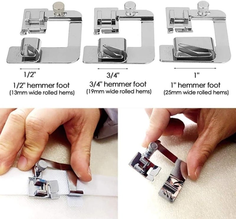 Windman Hemming Foot Kit 6Pcs Hemmer Foot Sewing Machine Presser Foot Hemmer for Brother Singer Janome Low Shank Sewing Machine Use Rolled Hem Presser Foot - Image 3