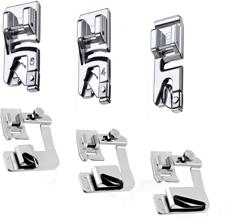 Windman Hemming Foot Kit 6Pcs Hemmer Foot Sewing Machine Presser Foot Hemmer for Brother Singer Janome Low Shank Sewing Machine Use Rolled Hem Presser Foot - Image 1