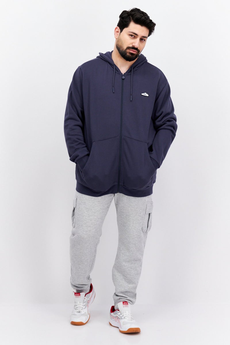 Adidas سويت شيرت رياضي للرجال بزي مناسب بسحاب كامل، أزرق داكن - Image 2