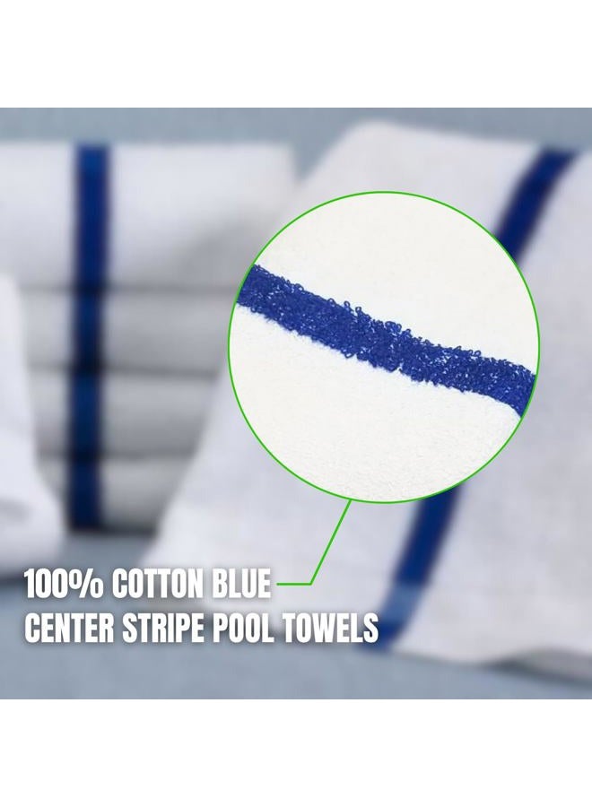 Towels N More 24x48 Soft Poolside Towels - 6 Large Super Absorbent Pool Towel White and Blue Center Stripe - Ideal for Home, Pool, Spa, Gym, Hotel, Motel Rental Room Use - 100% Cotton Bath Towels - Image 4