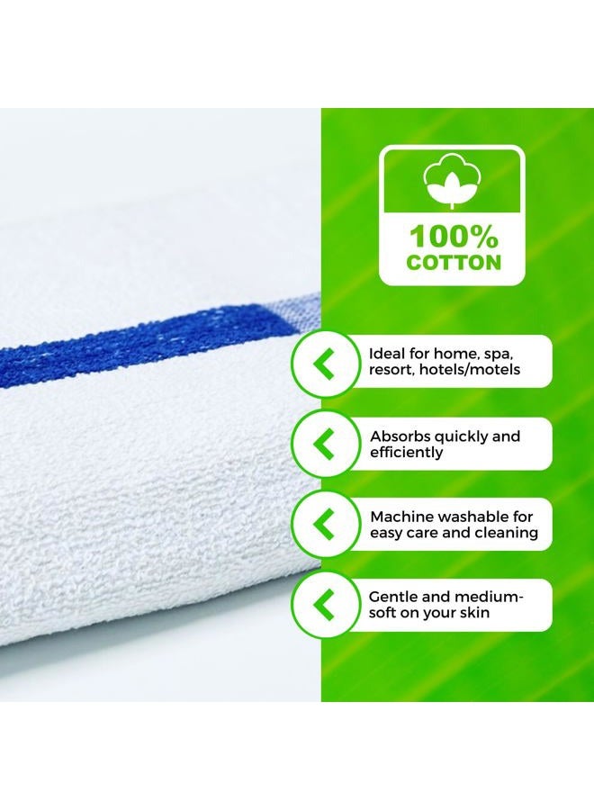 Towels N More 24x48 Soft Poolside Towels - 6 Large Super Absorbent Pool Towel White and Blue Center Stripe - Ideal for Home, Pool, Spa, Gym, Hotel, Motel Rental Room Use - 100% Cotton Bath Towels - Image 3