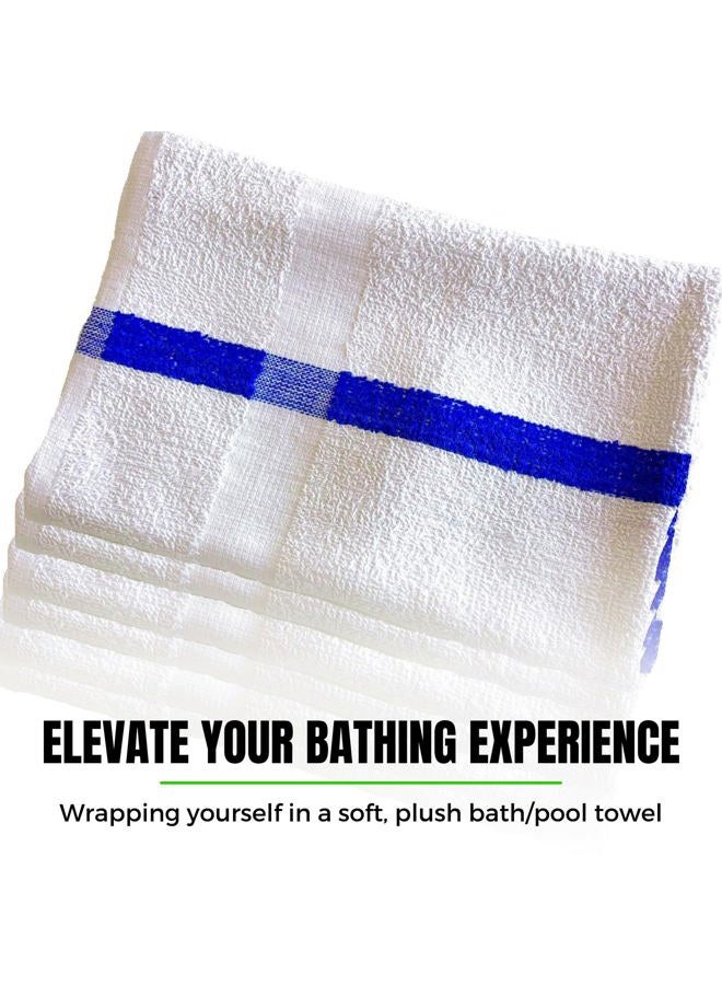 Towels N More 24x48 Soft Poolside Towels - 6 Large Super Absorbent Pool Towel White and Blue Center Stripe - Ideal for Home, Pool, Spa, Gym, Hotel, Motel Rental Room Use - 100% Cotton Bath Towels - Image 2