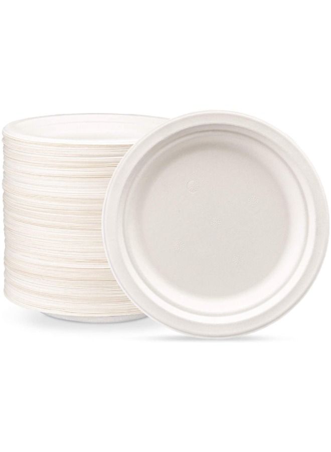 SNH Packing Bagasse Biodegradable Plate 7 inch Made From Sugarcane Plates 50 Pieces - Image 1