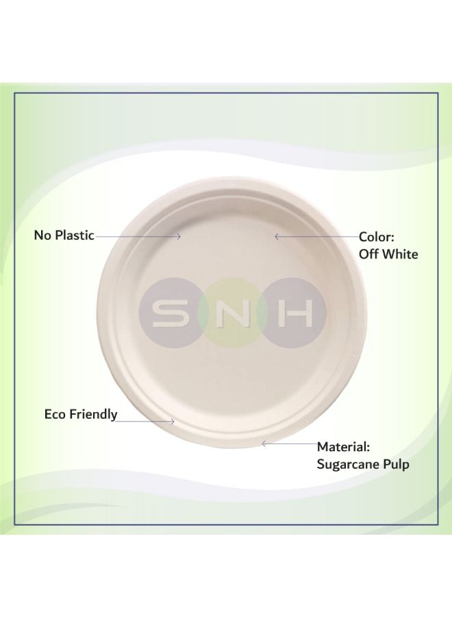 SNH Packing Bagasse Biodegradable Plate 7 inch Made From Sugarcane Plates 50 Pieces - Image 4