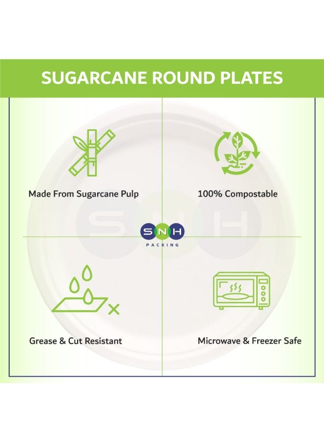SNH Packing Bagasse Biodegradable Plate 7 inch Made From Sugarcane Plates 50 Pieces - Image 3