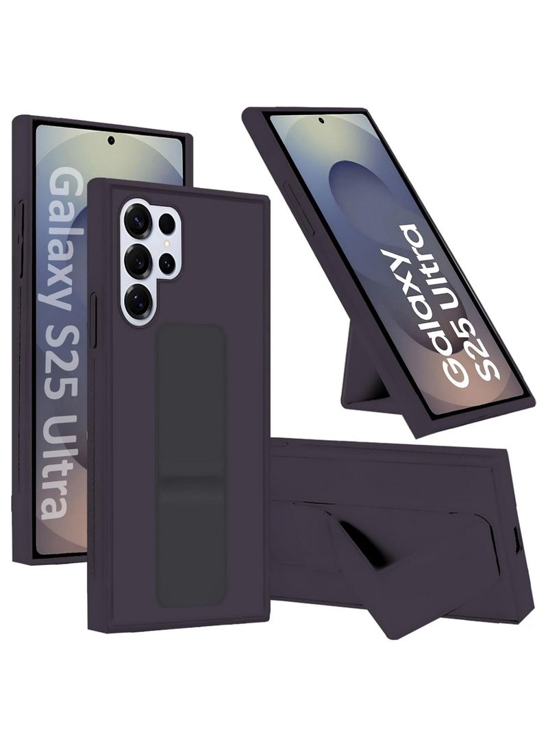 Case for Samsung Galaxy S25 Ultra Back Stand Case Magnetic Car Holder Soft Silicone Horizontal & Vertical Kickstand Cover Wrist Strap for Galaxy S25 Ultra - Image 1