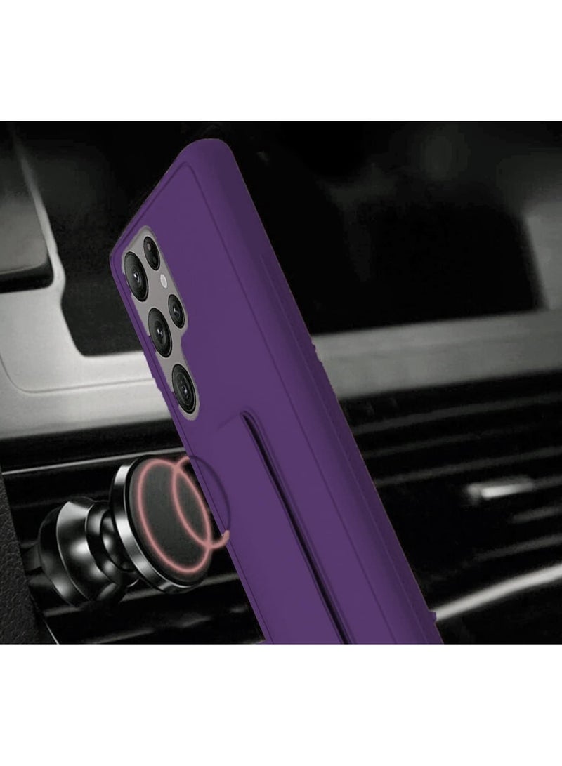 Case for Samsung Galaxy S25 Ultra Back Stand Case Magnetic Car Holder Soft Silicone Horizontal & Vertical Kickstand Cover Wrist Strap for Galaxy S25 Ultra - Image 3