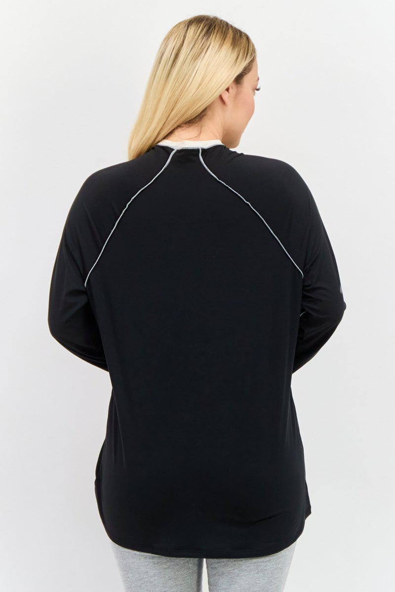 Tahari Sports Women Sportswear Fit Long Sleeves Textured Outdoor Top, Black  - Image 3