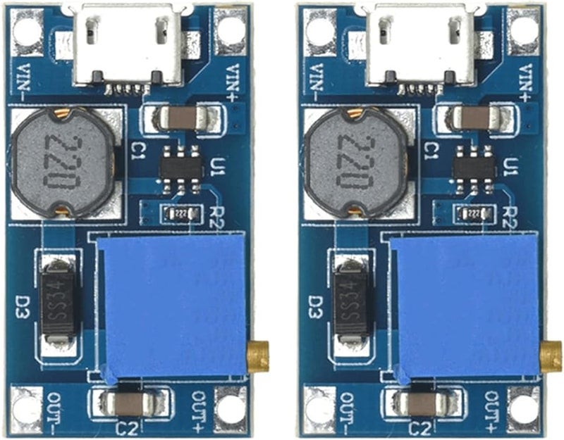 قطعتان من لوحة محول تعزيز USB من النوع C الأزرق 2 أمبير مع وحدة رفع الطاقة وحماية من الدائرة القصيرة - Image 4