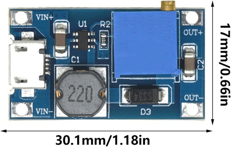 قطعتان من لوحة محول تعزيز USB من النوع C الأزرق 2 أمبير مع وحدة رفع الطاقة وحماية من الدائرة القصيرة - Image 5