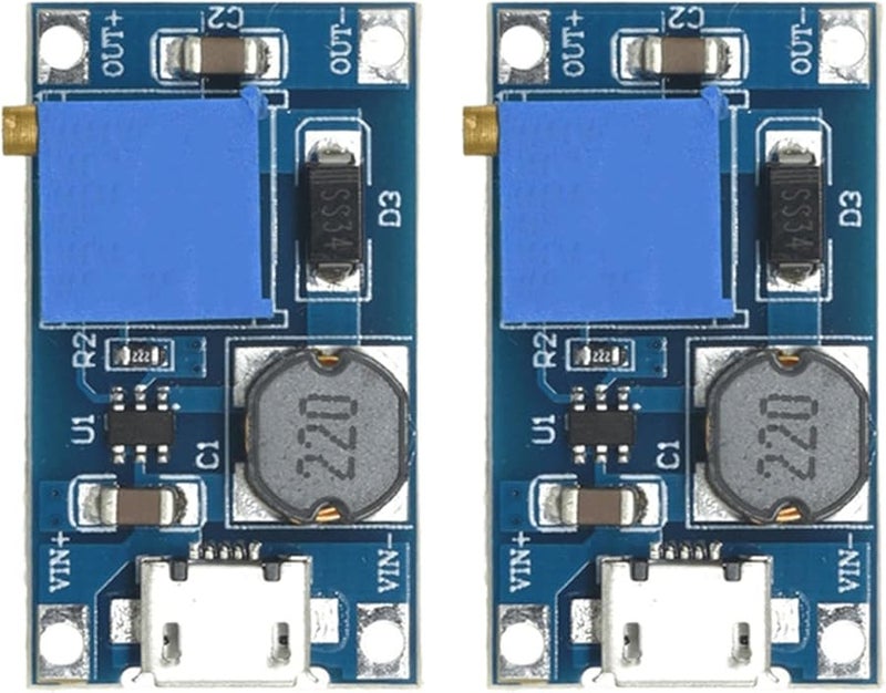قطعتان من لوحة محول تعزيز USB من النوع C الأزرق 2 أمبير مع وحدة رفع الطاقة وحماية من الدائرة القصيرة - Image 2