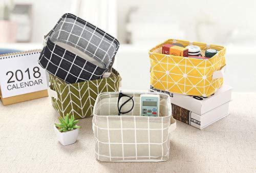 KolorFish Cute Fabric Storage Basket Bins, Home Decor Canvas Organizers Bag, Storage Bins Basket for Adult Makeup, Baby Toys Liners, Books (1 Unit, Green Pattern) - Image 5
