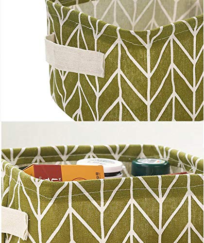 KolorFish Cute Fabric Storage Basket Bins, Home Decor Canvas Organizers Bag, Storage Bins Basket for Adult Makeup, Baby Toys Liners, Books (1 Unit, Green Pattern) - Image 2