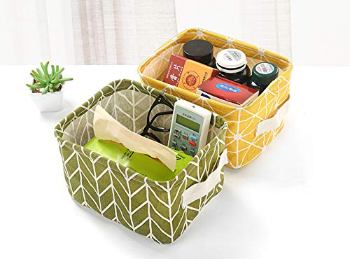 KolorFish Cute Fabric Storage Basket Bins, Home Decor Canvas Organizers Bag, Storage Bins Basket for Adult Makeup, Baby Toys Liners, Books (1 Unit, Green Pattern) - Image 4