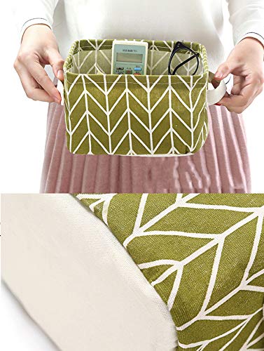 KolorFish Cute Fabric Storage Basket Bins, Home Decor Canvas Organizers Bag, Storage Bins Basket for Adult Makeup, Baby Toys Liners, Books (1 Unit, Green Pattern) - Image 3