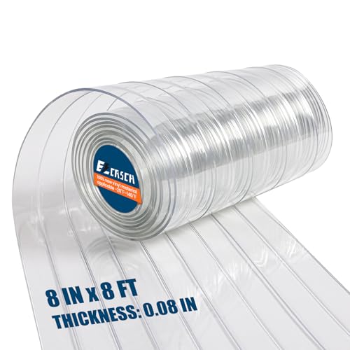 Ezcasch Vinyl Strip Curtain PVC Replacement Strip Door Clear Plastic Strips Freezer Curtains for Dog House Door Flap, Winter, Commercial, Warehouse Doors, 8 Inches x 8 feet - Image 1