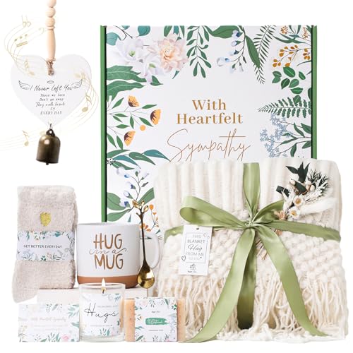APRBOX Sympathy Gifts for Loss of Loved One Care Package for Women Sympathy Gift Baskets Bereavement Miscarriage Grief Condolences Gifts for Mother Friend Sorry for Your Loss Basket with Memorial Wind Chimes - Image 1