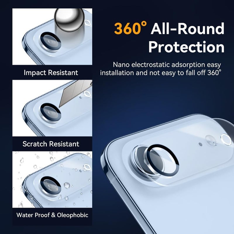 Vipsent Camera Lens Protector for iPhone 17 Air 6.6",9H Tempered Glass，Ultra HD, Scratch Resistance Easy to Install，Case Friendly， 3-Pack - Image 2