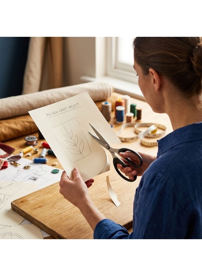 مقص صغير متعدد الاستخدامات حاد، مقص متين من الفولاذ المقاوم للصدأ بمقبض مريح مانع للانزلاق - للاستخدام في المكتب والمنزل والمطبخ والأعمال اليدوية، أسود - Image 3