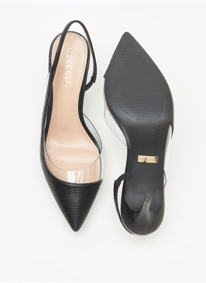 Celeste Women's Textured D'Orsay Stilettos with Back Strap  - Image 4