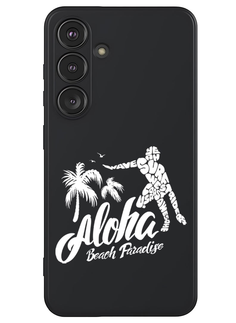 Theodor Protective Slim Fit Case Liquid Silicone Cover with Full Body Protection Anti-Scratch Shockproof Case For Samsung Galaxy S25 (Black) - Aloha Beach Paradise White - Image 1