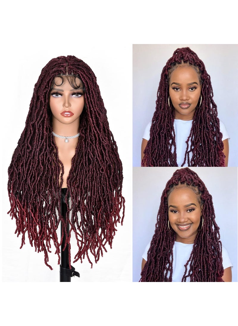 ANNISOUL - ANNISOUL 32Inch Box Braided Wig for Women Full Lace Faux Locs Braided Wig Curly Hair Handbraided Synthetic Crochet Braids with Baby Hair - Image 1