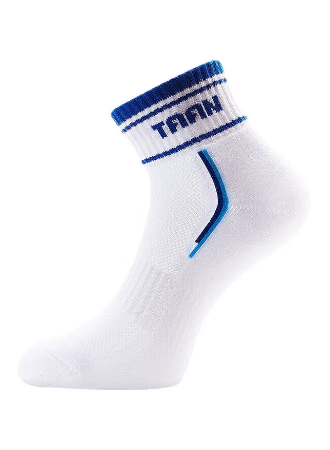 TAAN Badminton Socks, Sports Socks, Thickened Terry Bottom, Mid-Calf, Men'S Style T343, White And Blue, 3 Pairs Per Pack - Image 3