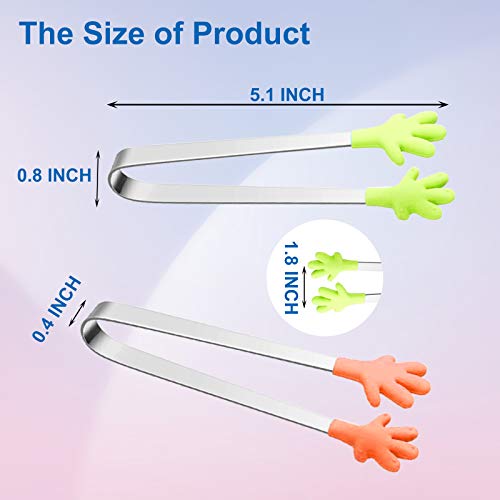 Hovesty 6PCS Mini Tong, Hand Shape Silicone Food Tongs, 5Inch Kid Tongs for Sugar Cubes, Serving Food, Colorful Kitchen Tongs Perfect for Kids by Hovesty - Image 2