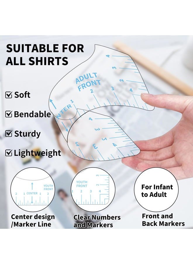 tietoc 9pcs Tshirt Ruler Guide for Vinyl Alignment, T Shirt Rulers to Center Designs, PVC Measurement Template, Sewing Supplies Accessories Tools for Cricut Heat Press & HTVRONT HTV Transfer Vinyl (Blue) - Image 2