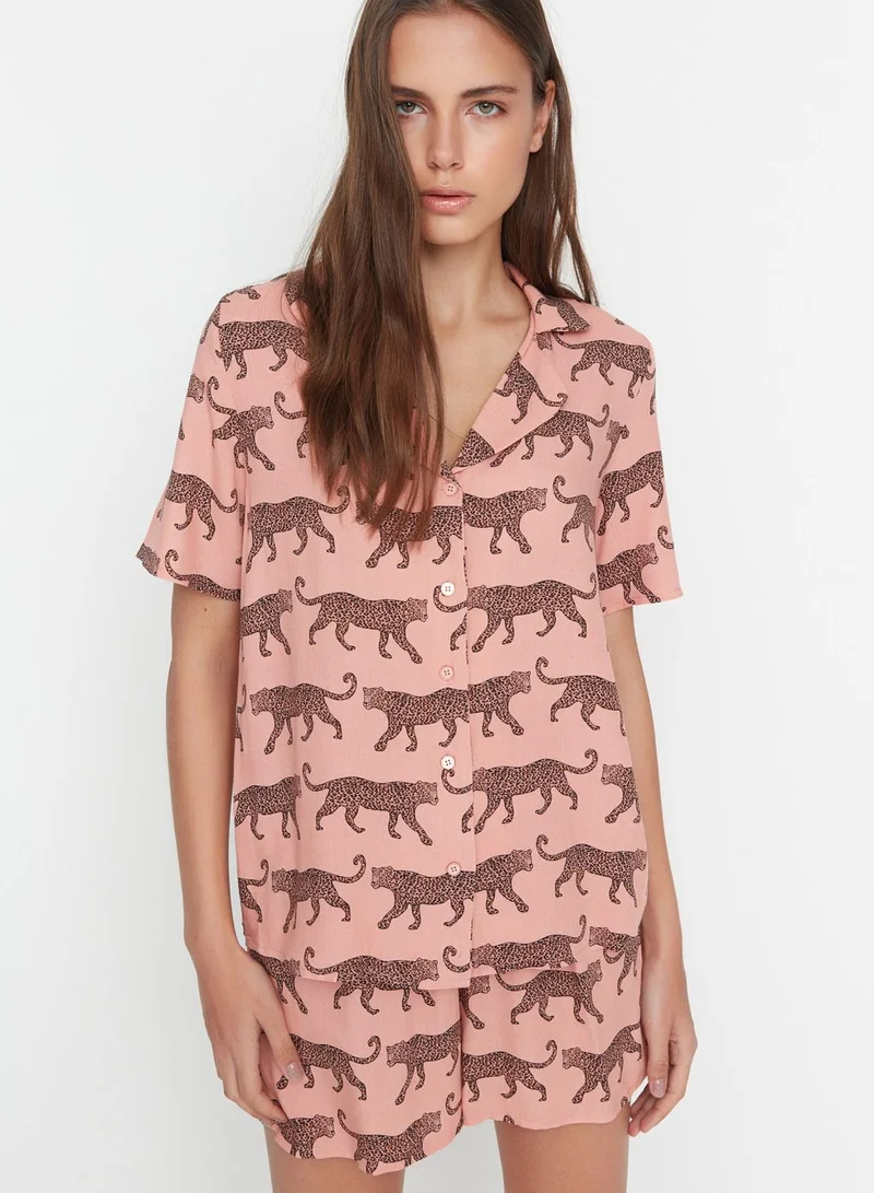 trendyol Printed Pyjama Shorts Set