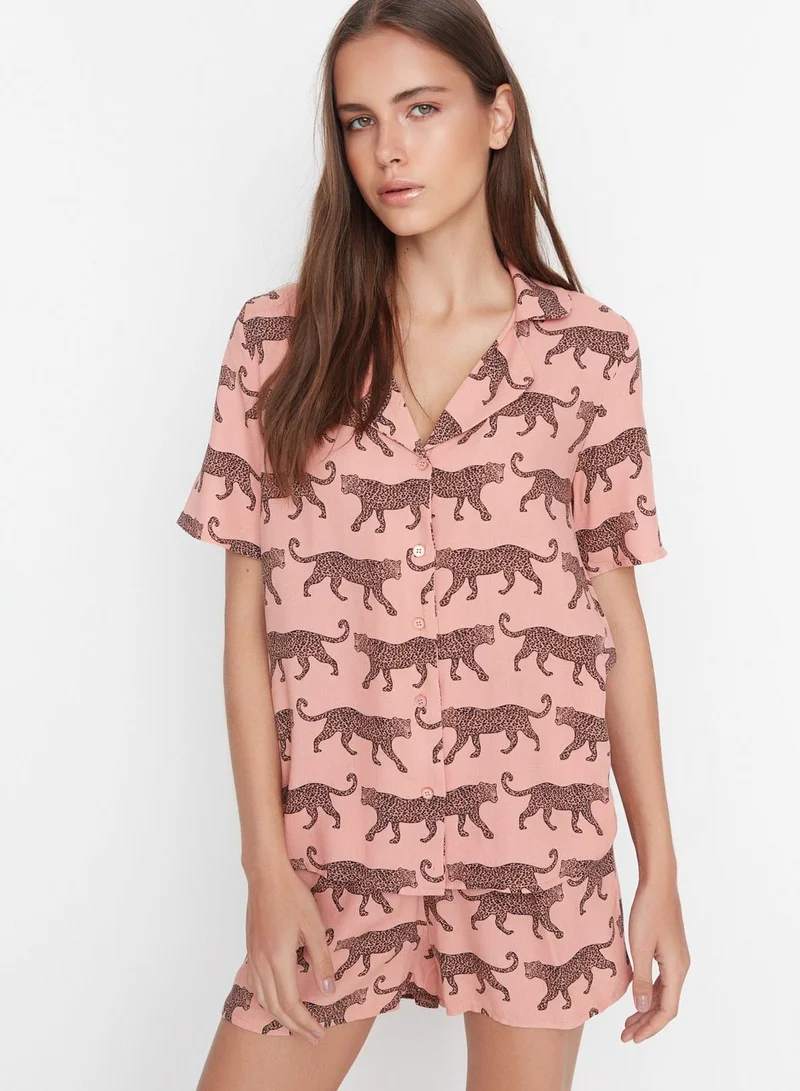 trendyol Printed Pyjama Shorts Set