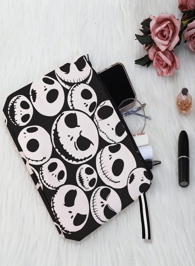 WLWLGLUCK Jack Skellington Portable Makeup Bag, Before Xmas Nightmare Themed Cosmetic Bag, Jack Skellington Travel Pouch- Cotton Linen, Water-Resistant, 9.8x7 Inches - Image 4