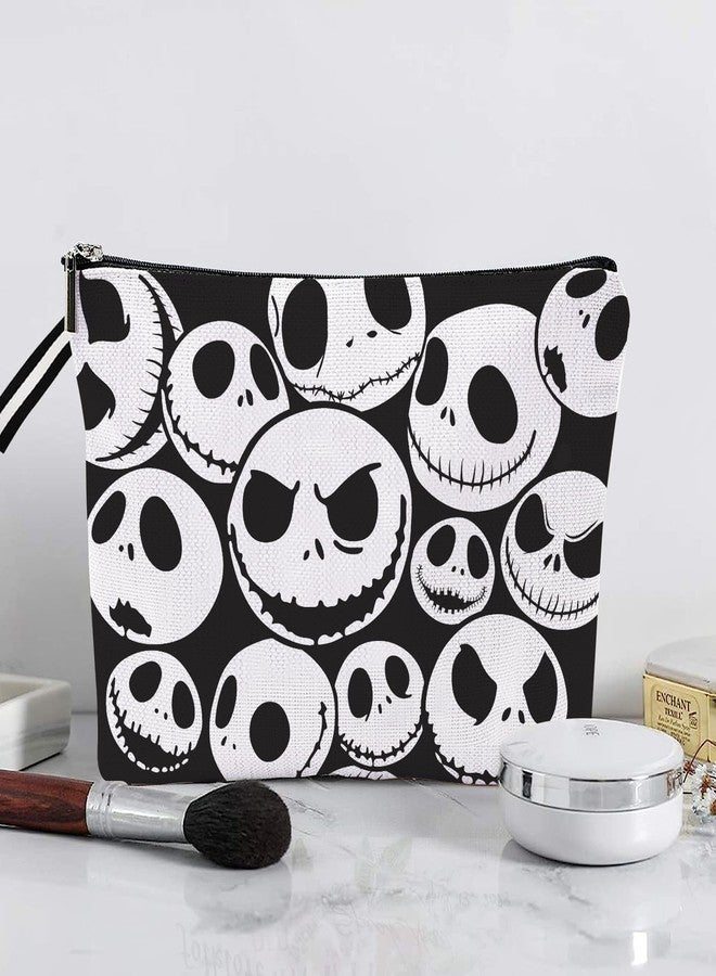 WLWLGLUCK Jack Skellington Portable Makeup Bag, Before Xmas Nightmare Themed Cosmetic Bag, Jack Skellington Travel Pouch- Cotton Linen, Water-Resistant, 9.8x7 Inches - Image 5
