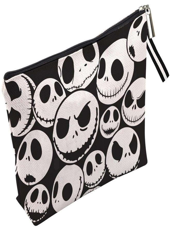 WLWLGLUCK Jack Skellington Portable Makeup Bag, Before Xmas Nightmare Themed Cosmetic Bag, Jack Skellington Travel Pouch- Cotton Linen, Water-Resistant, 9.8x7 Inches - Image 1