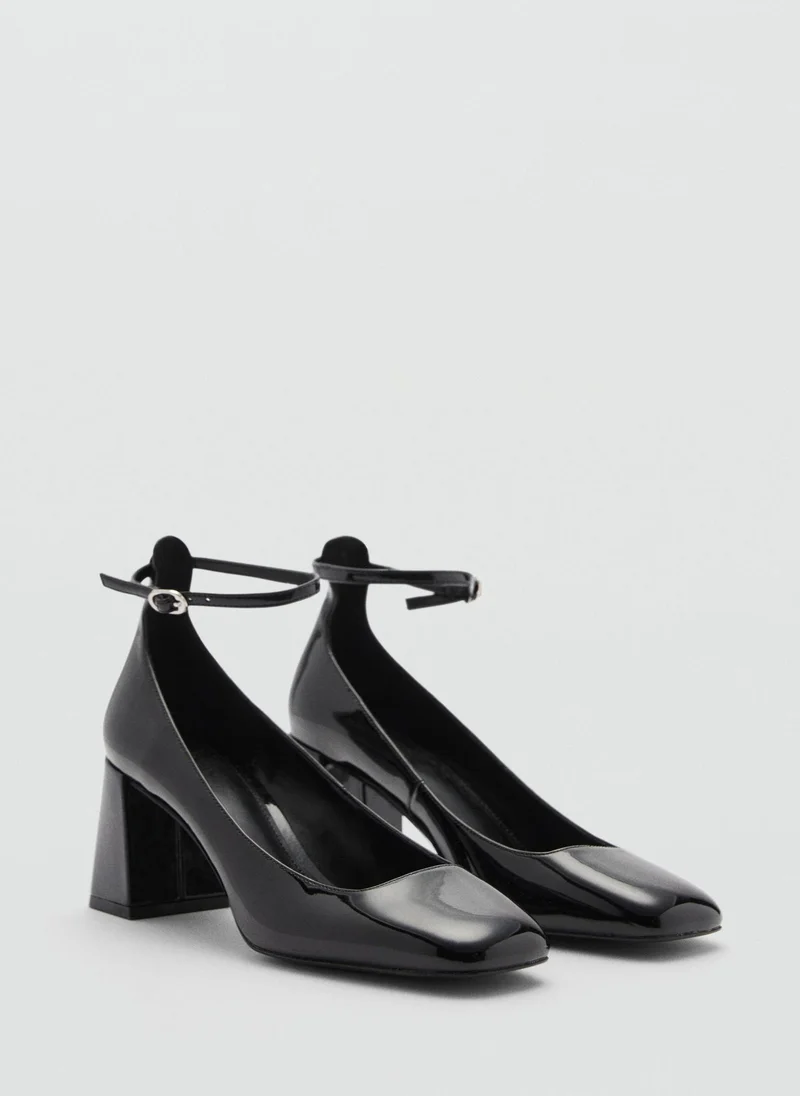 مانجو Patent Leather-Effect Heeled Shoes