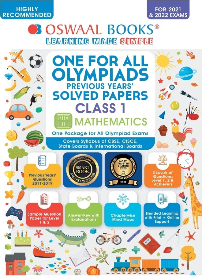 One for All Olympiad Previous Years Solved Papers, Class-1 Mathematics Book (For 2021-22 Exam) - Image 1