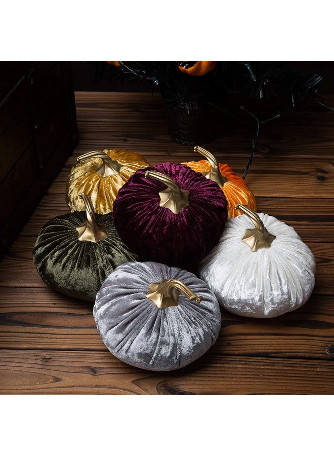 Ogrmar Set of 6 Pack Handmade Velvet Pumpkins Decor,Super Soft Stuffed Pumpkin with Exquisite Craftsmanship for Fall Halloween Thanksgiving Decoration - Image 3