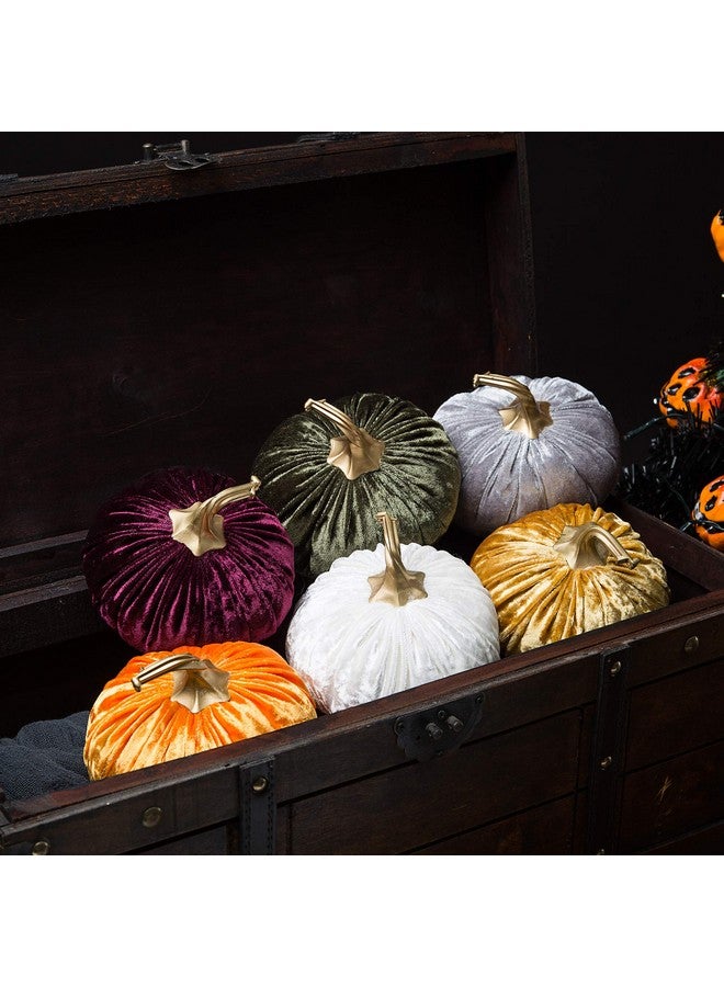 Ogrmar Set of 6 Pack Handmade Velvet Pumpkins Decor,Super Soft Stuffed Pumpkin with Exquisite Craftsmanship for Fall Halloween Thanksgiving Decoration - Image 2