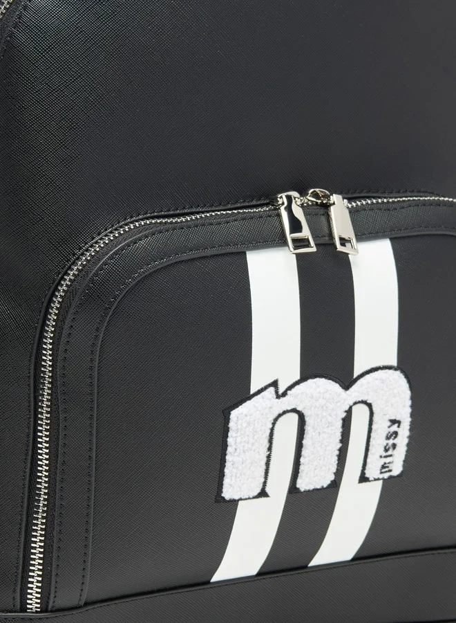 MISSY Applique Detail Backpack with Zip Closure and Adjustable Straps - 29x37x14 cm