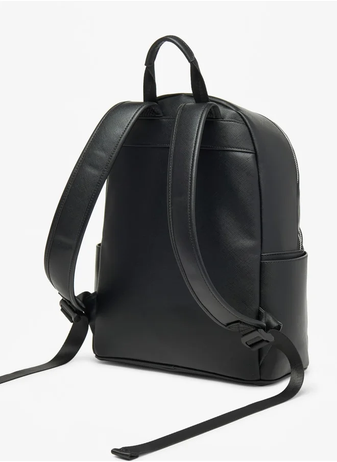 ميسي Applique Detail Backpack with Zip Closure and Adjustable Straps - 29x37x14 cm