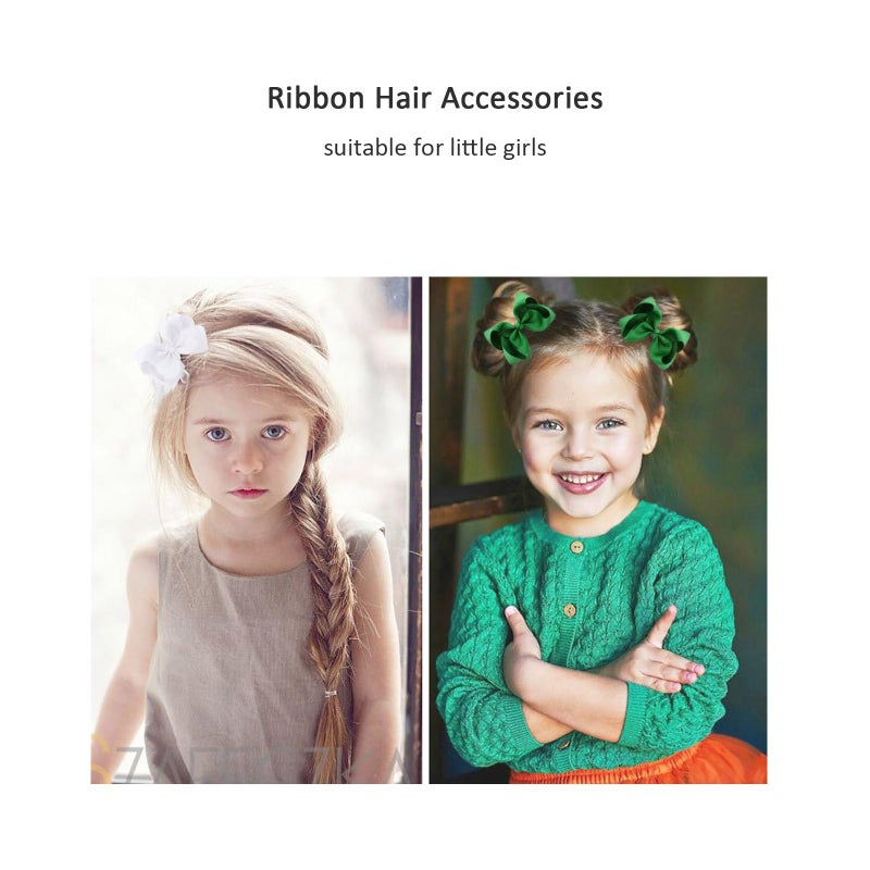 Ronger2000 3 Inch White Hair Bow Clips for Girls - Set of 2 - Image 2