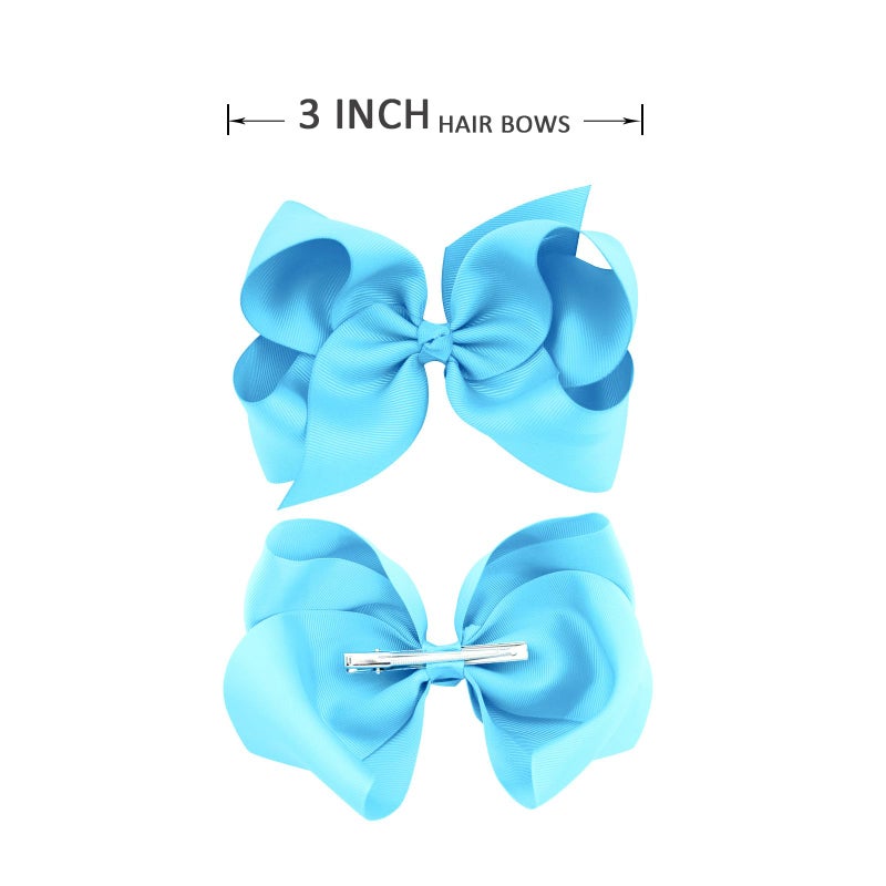 Ronger2000 3 Inch White Hair Bow Clips for Girls - Set of 2 - Image 3