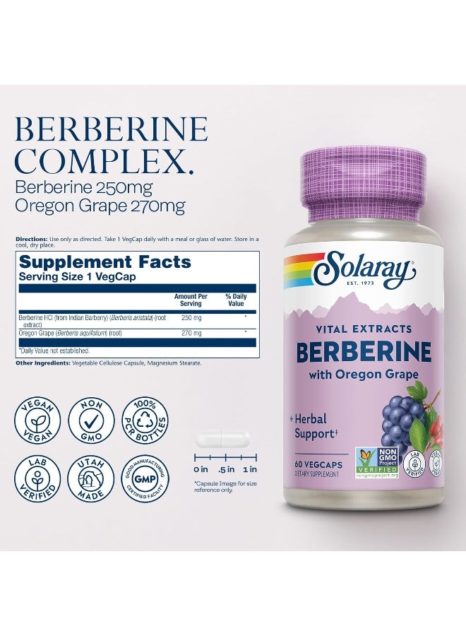 SOLARAY Berberine Root Extract Advanced Formula (60 Vegetarian Capsules) - Image 2