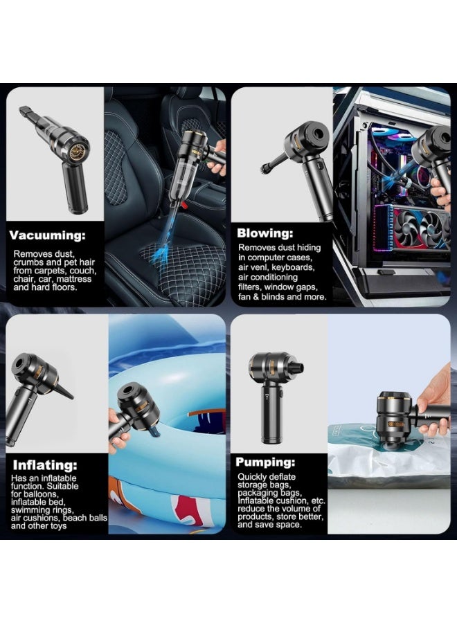 SUITU Handheld Vacuum Cleaner, 16000Pa 4-in-1 Car Vacuum Cleaner Battery Wireless, Car Vacuum Cleaner Strong, Mini Lightweight Dust Blower & Vacuum Cleaner Rechargeable for Car PC Sofa Office Pet Hair - Image 3